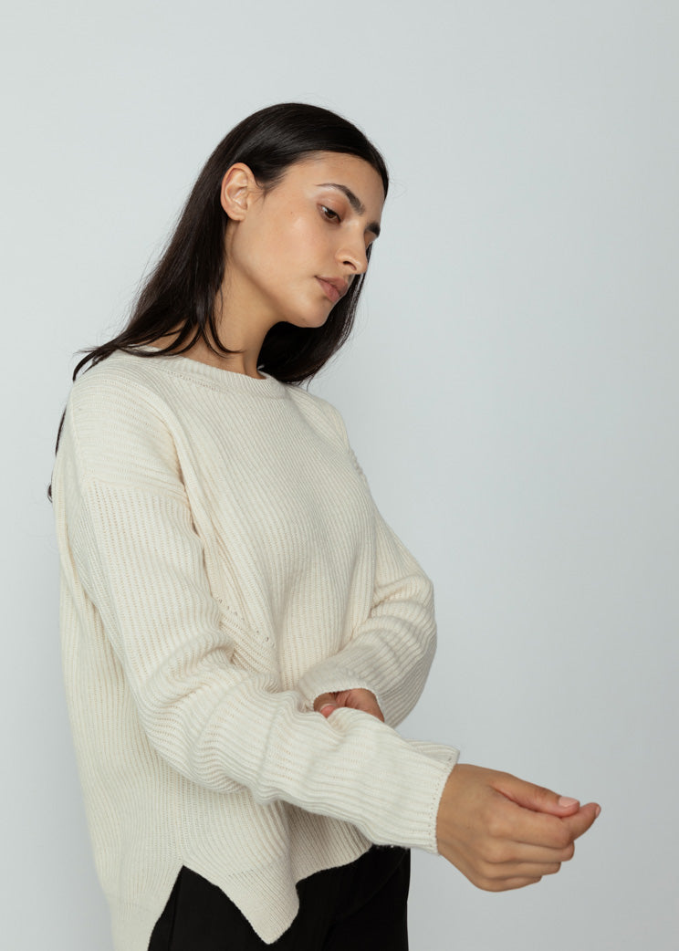 Eolas Cream Brina Bow Sweater