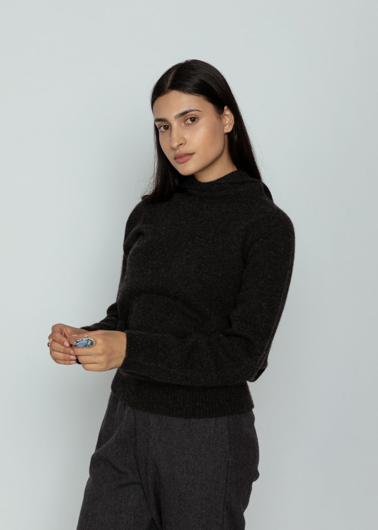 Evam Eva Charcoal Seamless Cashmere Hoody