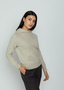 Evam Eva Light Gray Seamless Cashmere Hoody