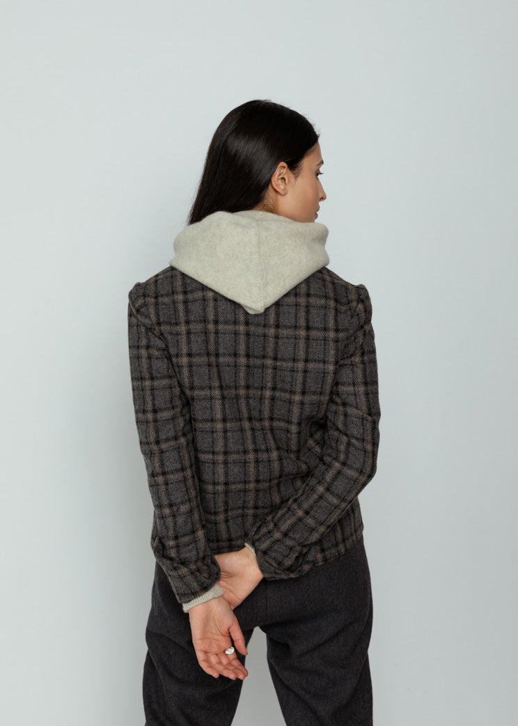 Mona Thalheimer Charcoal Plaid Barn Jacket