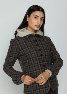 Mona Thalheimer Charcoal Plaid Barn Jacket