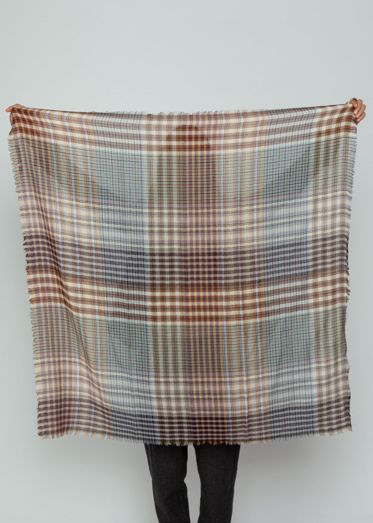 Epice Aqua Checked Square Scarf