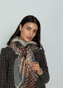 Epice Aqua Checked Square Scarf