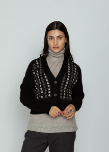 Antipast Black Dot V-Neck Cardigan