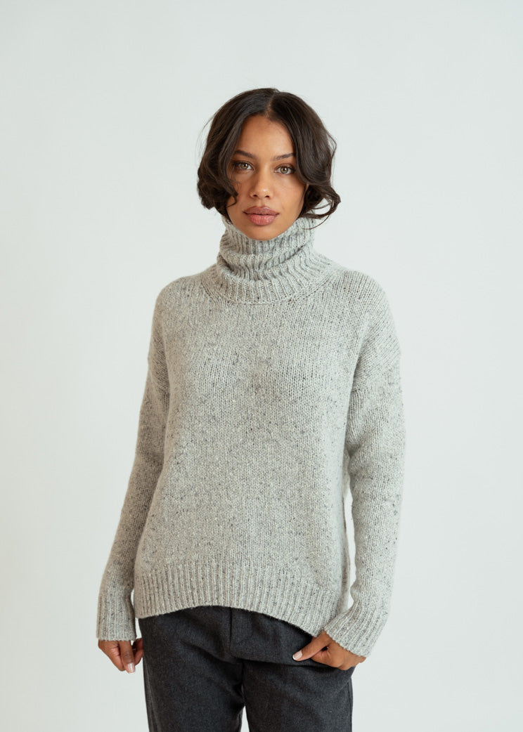 MJ Watson Grey Cashmere Turtleneck Sweater