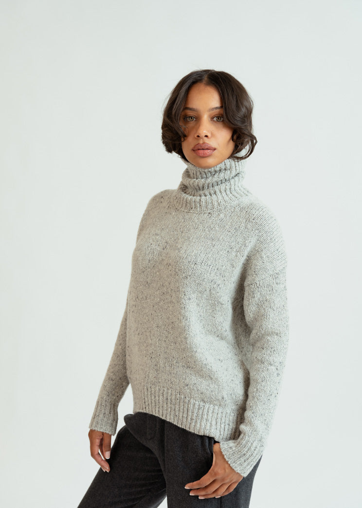 MJ Watson Grey Cashmere Turtleneck Sweater