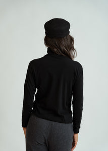 Pas de Calais Black Cotton Wool Rib Turtleneck