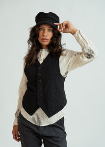 Pas de Calais Black Washed Cotton Wool Vest