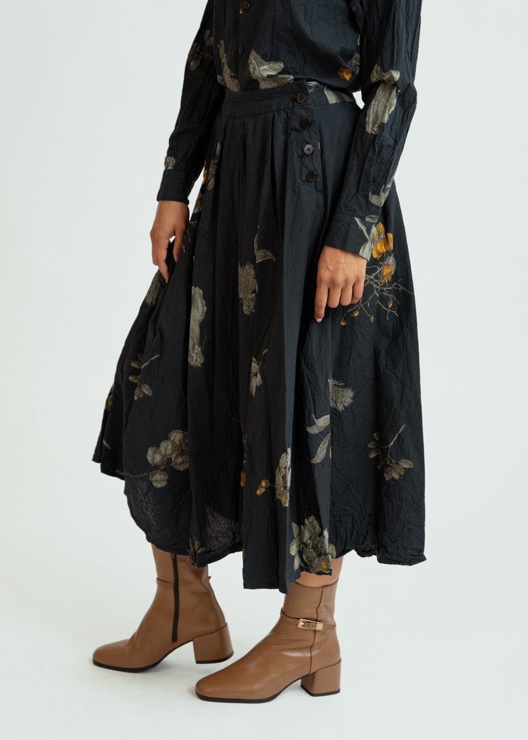 Pas de Calais Black Secret Forest Print Skirt