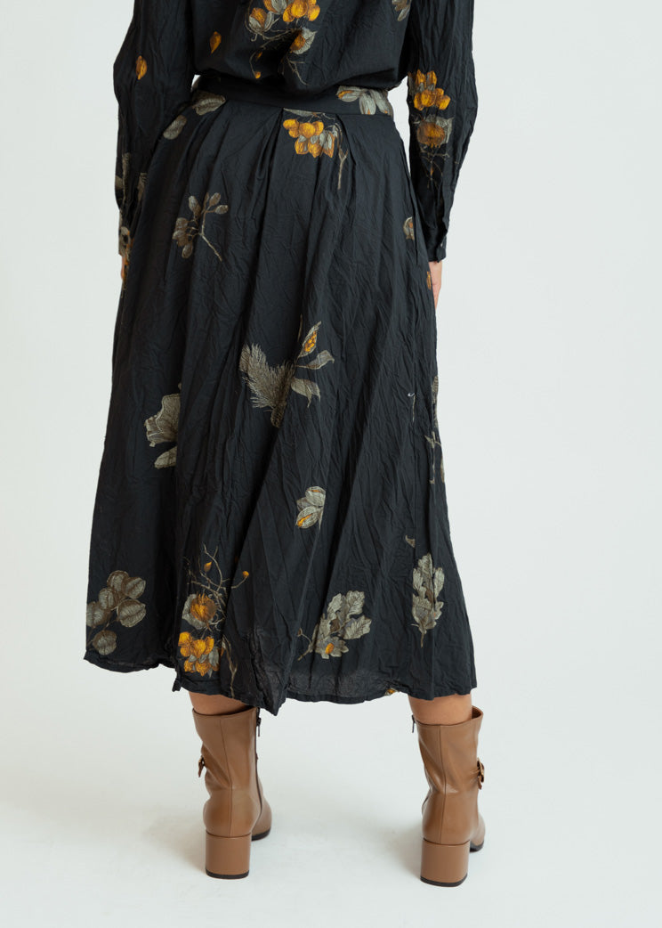 Pas de Calais Black Secret Forest Print Skirt