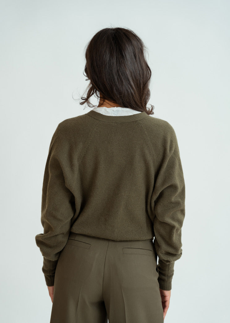 Odeeh Moss Fancy Button Cashmere Cardigan