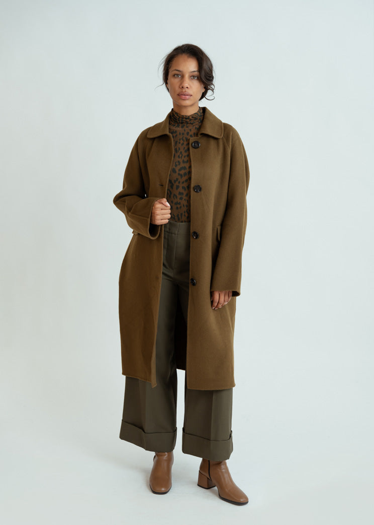 Odeeh Dark Moss Wool Cashmere Long Coat