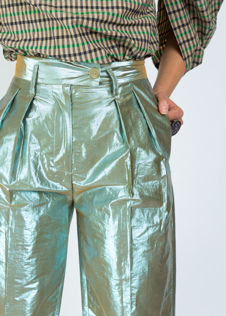 Tela Green Lurex Trouser