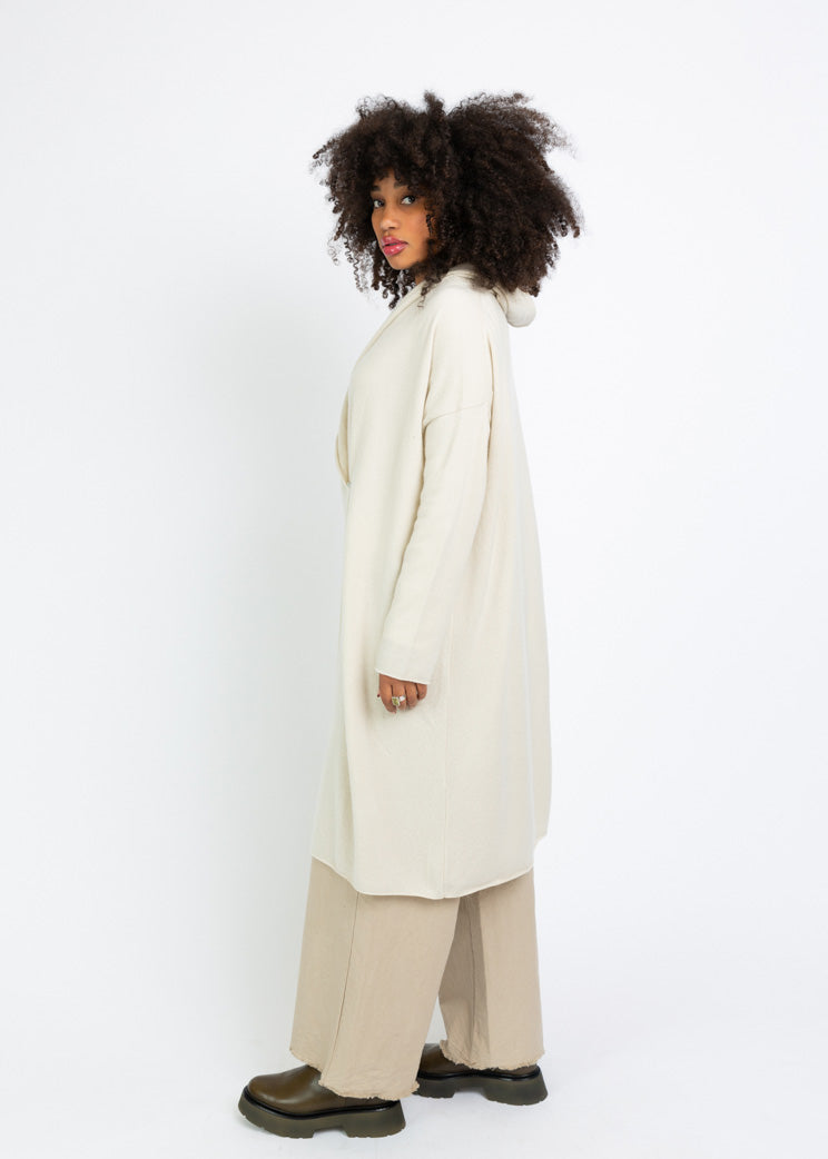 Evam Eva Ivory Cashmere Hooded Robe