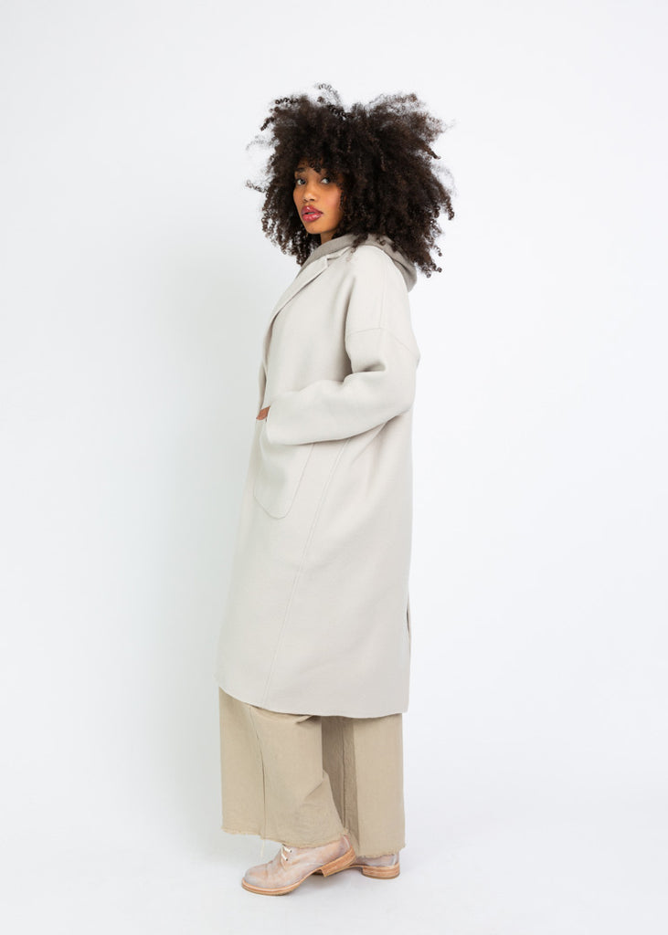 Evam Eva Ivory Wool Tailored Coat