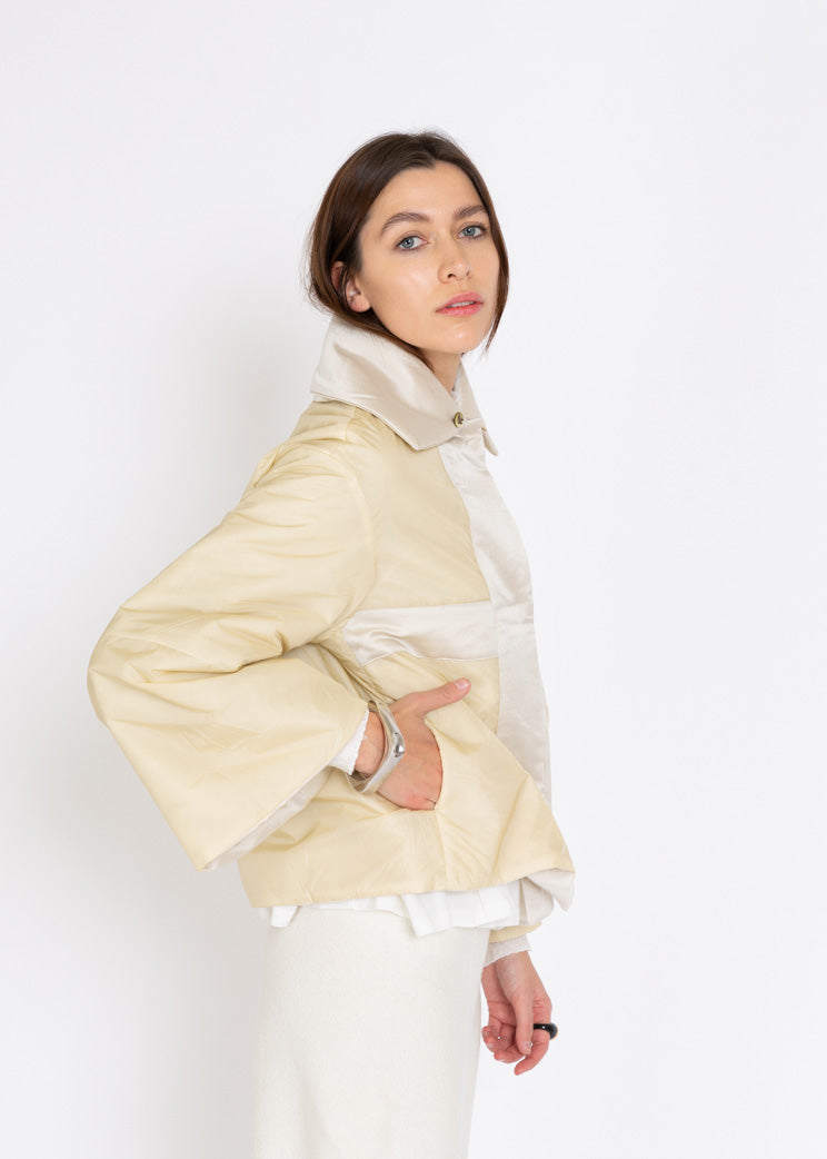 Antipast Ivory Reversible Woven Silk Wool Jacket