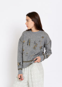 Antipast Gray Jacquard Knit Pullover