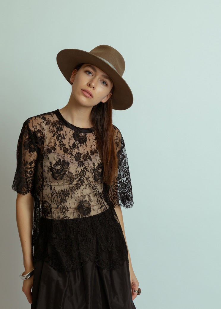 Aquarius Cocktail Black French Lace Tee